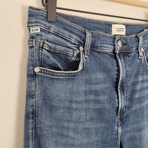 Citizens Of Humanity Isola Straight Crop Jeans Stretch Raw Hem Blue Size 29 - Picture 9 of 16